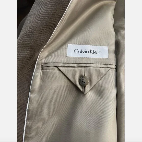 Calvin Klein Brown Corduroy Two Button Blazer Sport Coat - 54R - Picture 13 of 15